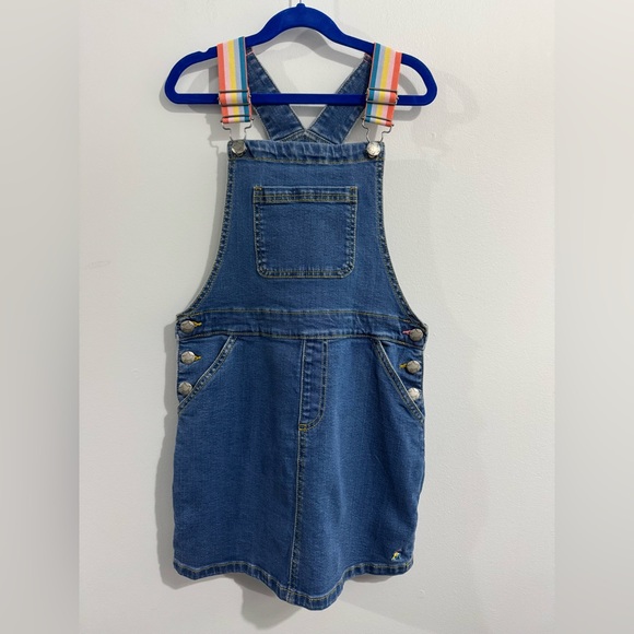 Joules Girls' Kimberly Denim Overalls Dress Size 9/10 -NWT - Picture 2 of 5